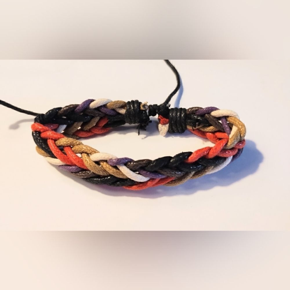 Men's bracelet leather braided rainbow new d15